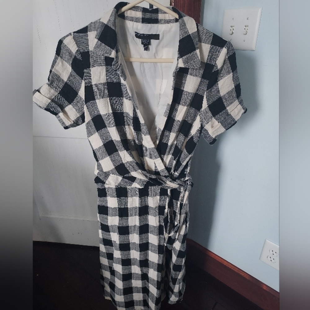 Maggie London Plaid faux wrap dress